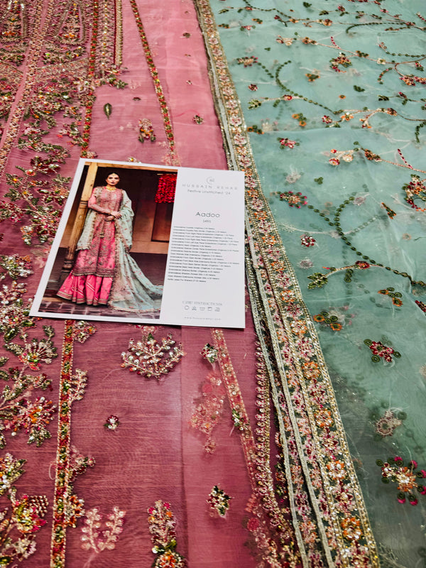 Hussain rehar pink green wedding edition