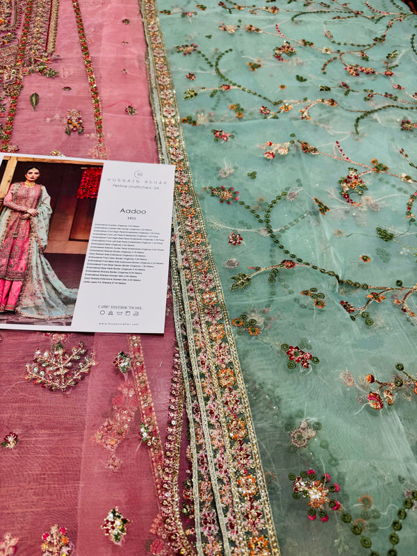 Hussain rehar pink green wedding edition