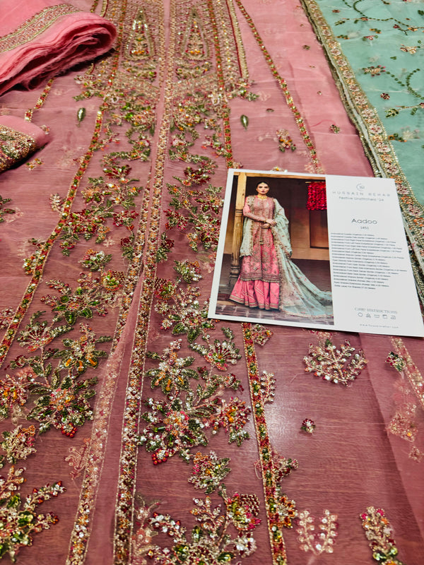 Hussain rehar pink green wedding edition