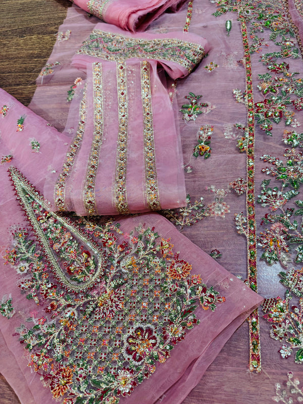 Hussain rehar pink green wedding edition