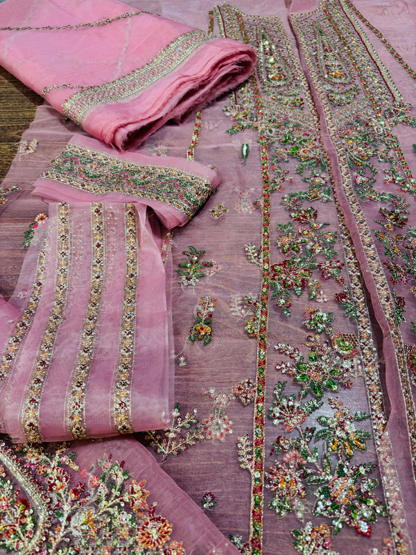 Hussain rehar pink green wedding edition