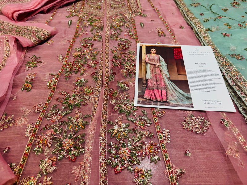 Hussain rehar pink green wedding edition