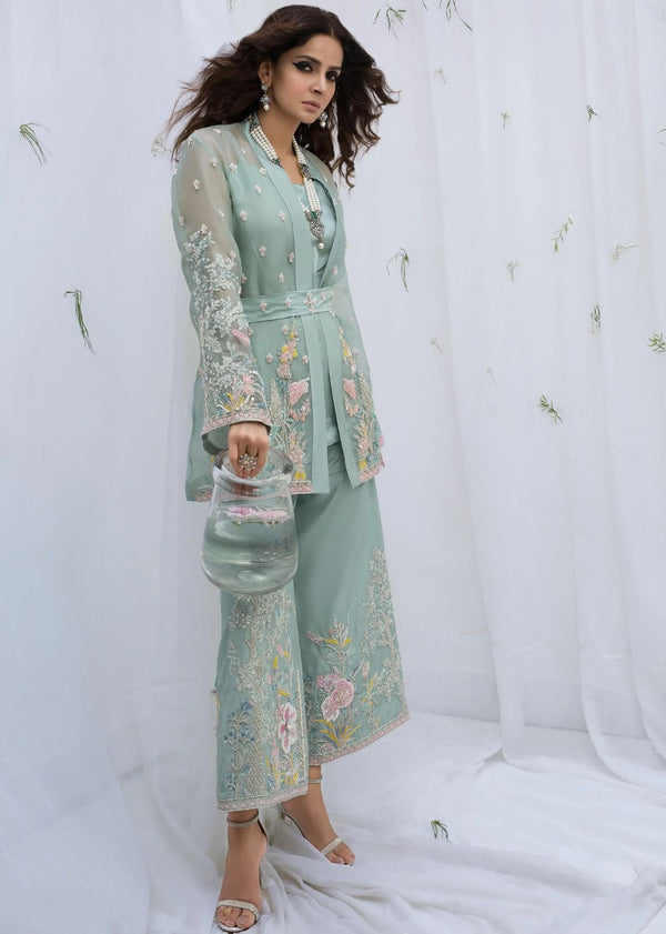 Hussain Rehar sea green multi wedding edition