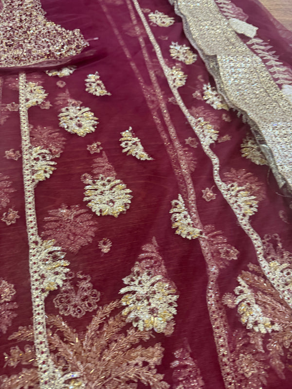 Hussain rehar majenda maroon wedding edition