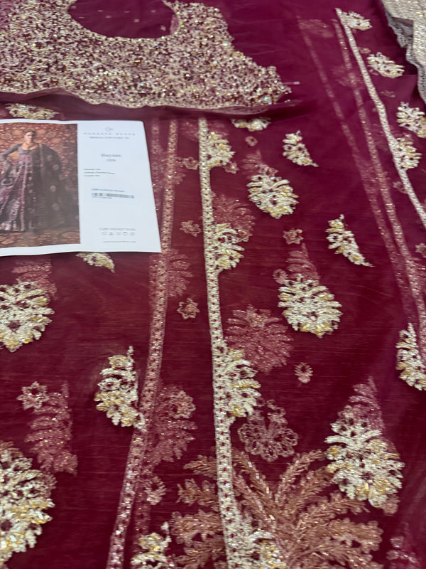 Hussain rehar majenda maroon wedding edition