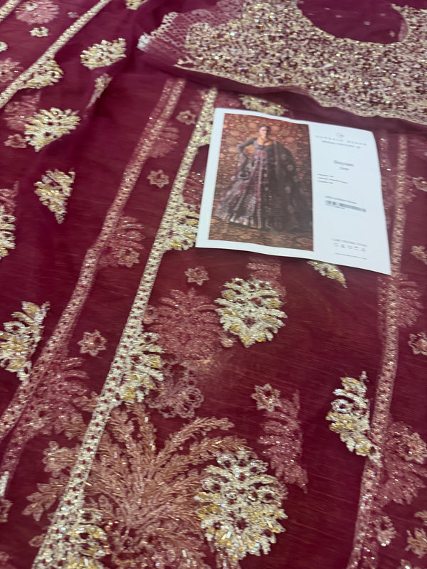 Hussain rehar majenda maroon wedding edition