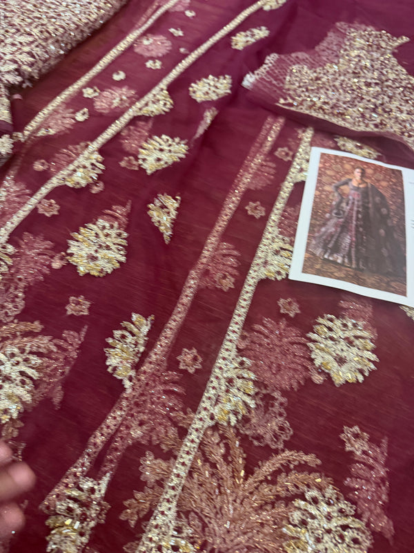 Hussain rehar majenda maroon wedding edition