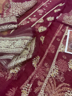 Hussain rehar majenda maroon wedding edition