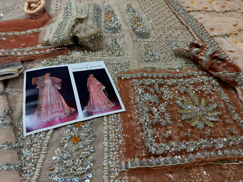 Hussain rehar white peach pink wedding edition