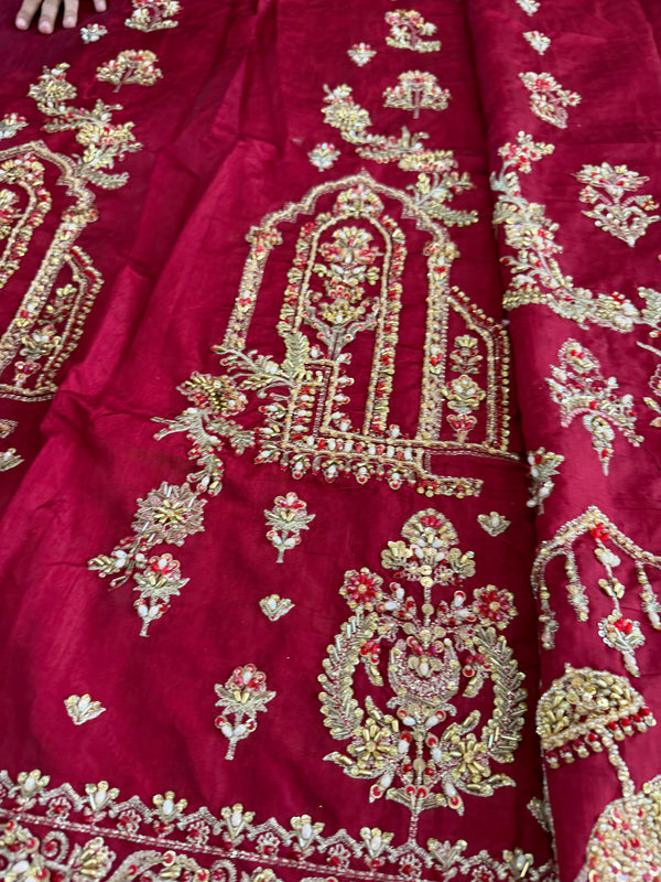 Mohsin Naveed Ranjha meroon chiffon wedding edition