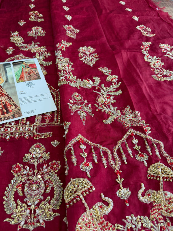 Mohsin Naveed Ranjha meroon chiffon wedding edition
