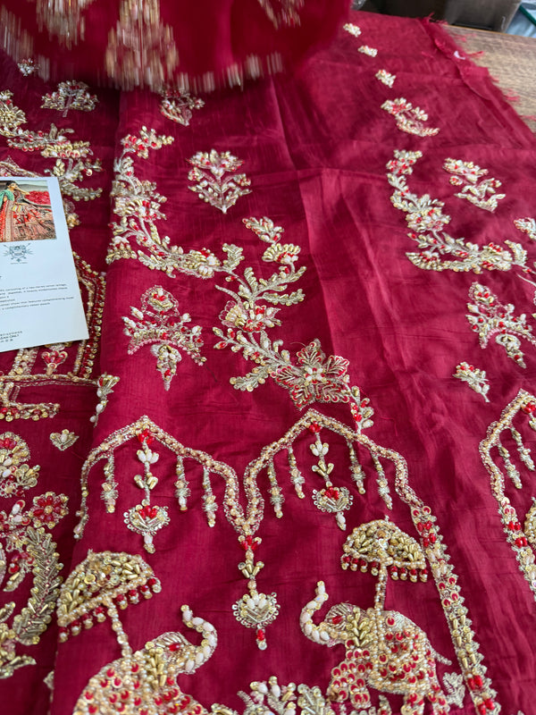 Mohsin Naveed Ranjha meroon chiffon wedding edition