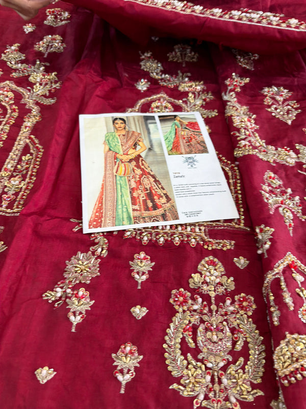 Mohsin Naveed Ranjha meroon chiffon wedding edition