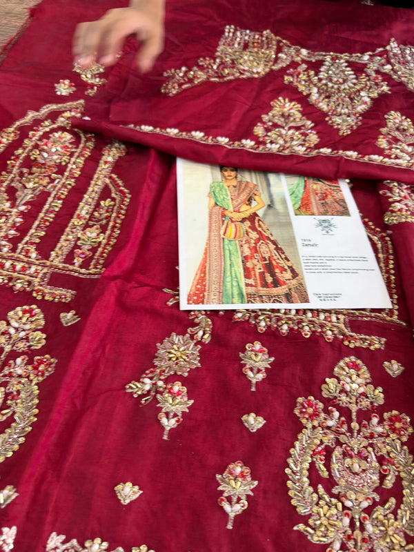Mohsin Naveed Ranjha meroon chiffon wedding edition