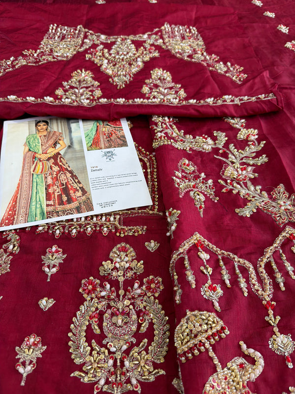 Mohsin Naveed Ranjha meroon chiffon wedding edition