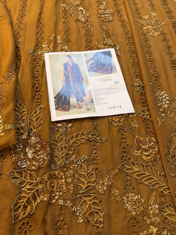 Maria b golden chiffon wedding