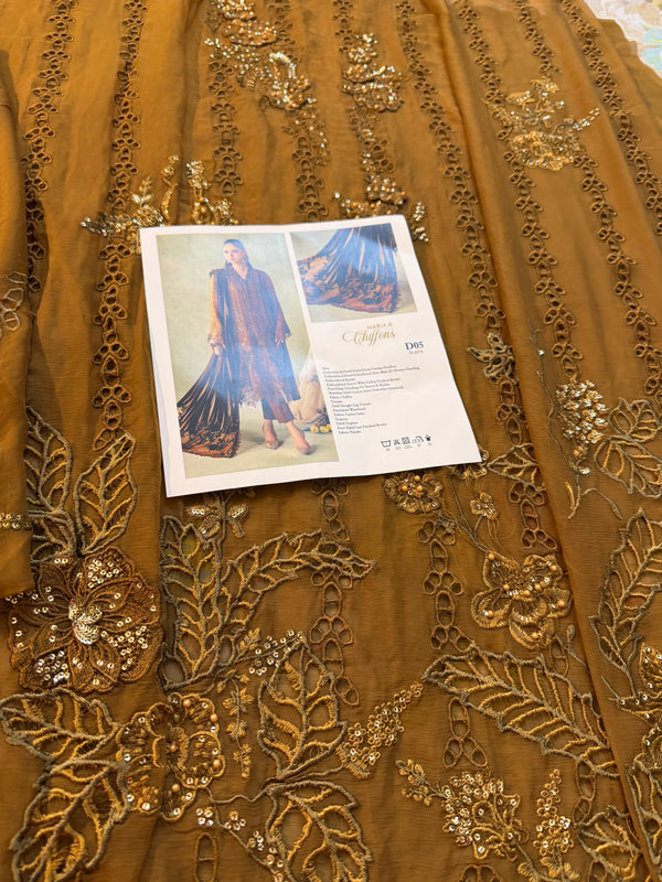 Maria b golden chiffon wedding