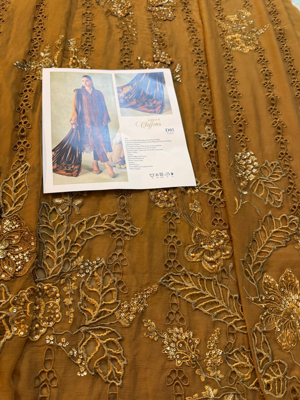 Maria b golden chiffon wedding