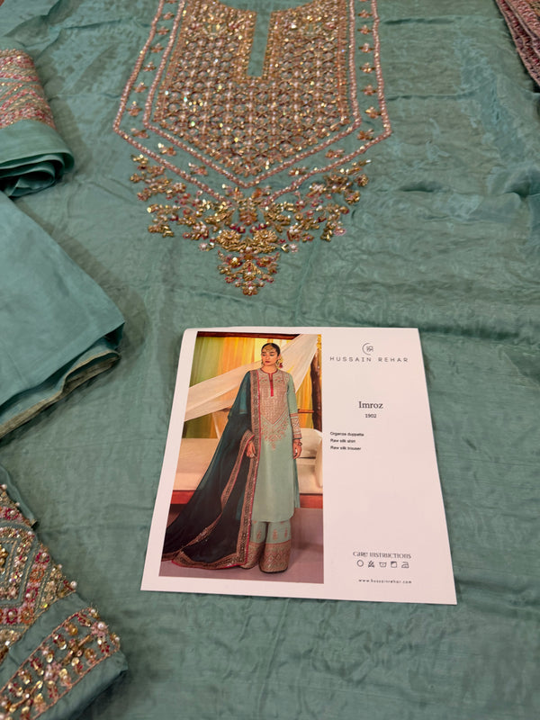 Hussain rehar sea green wedding edition