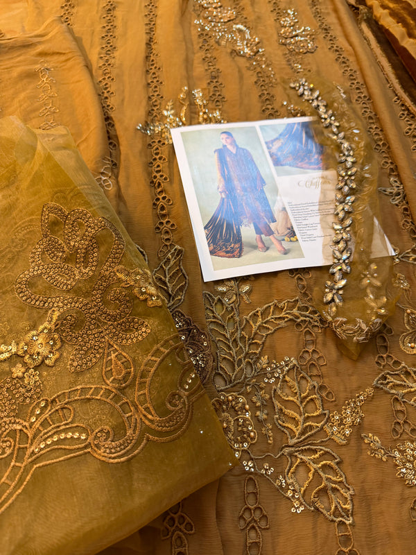 Maria b golden chiffon wedding