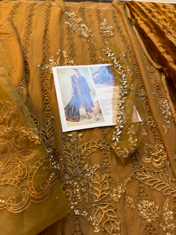 Maria b golden chiffon wedding