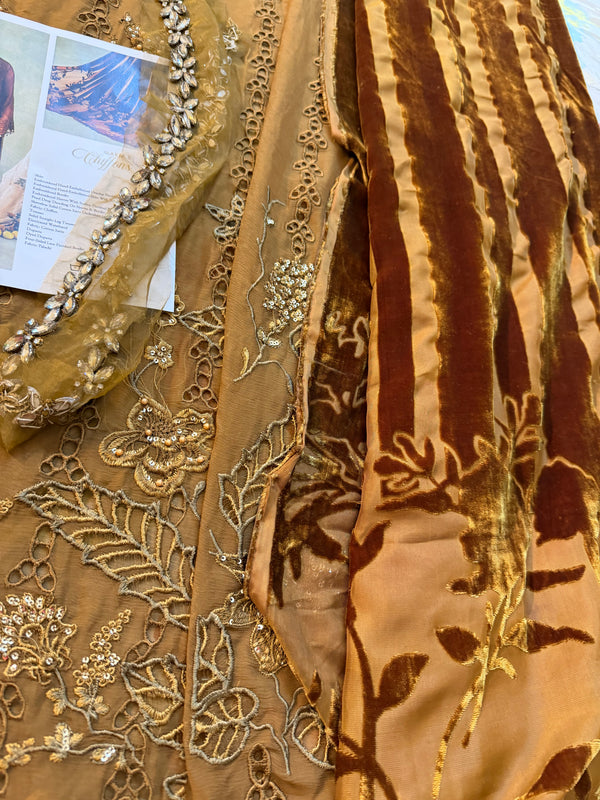 Maria b golden chiffon wedding
