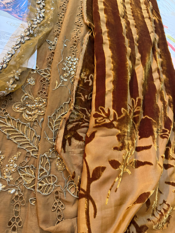 Maria b golden chiffon wedding