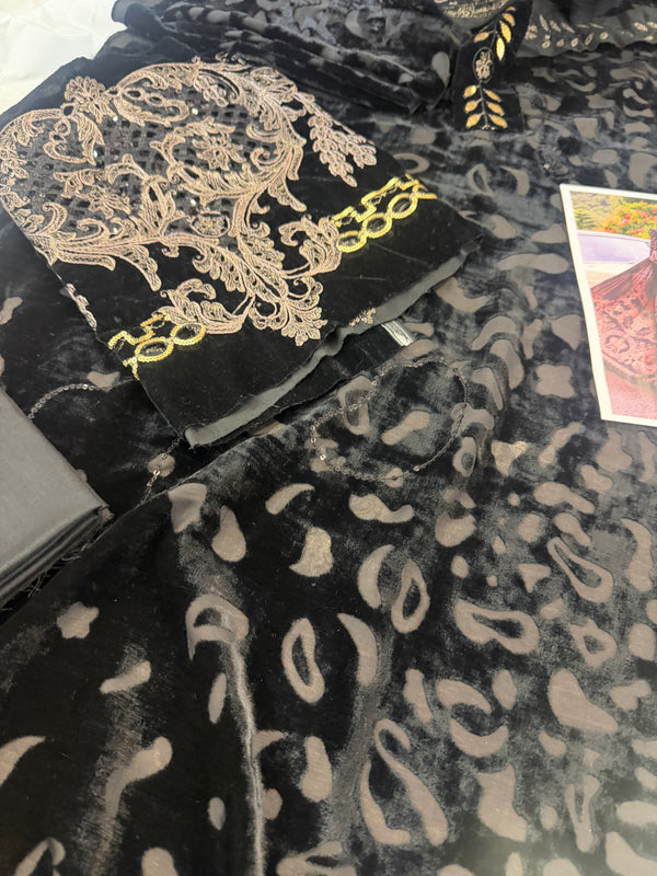 Maria B velvet black silk winter collection