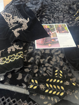 Maria B velvet black silk winter collection
