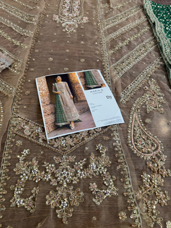 Maria B coture skin green bridal chiffon 2025