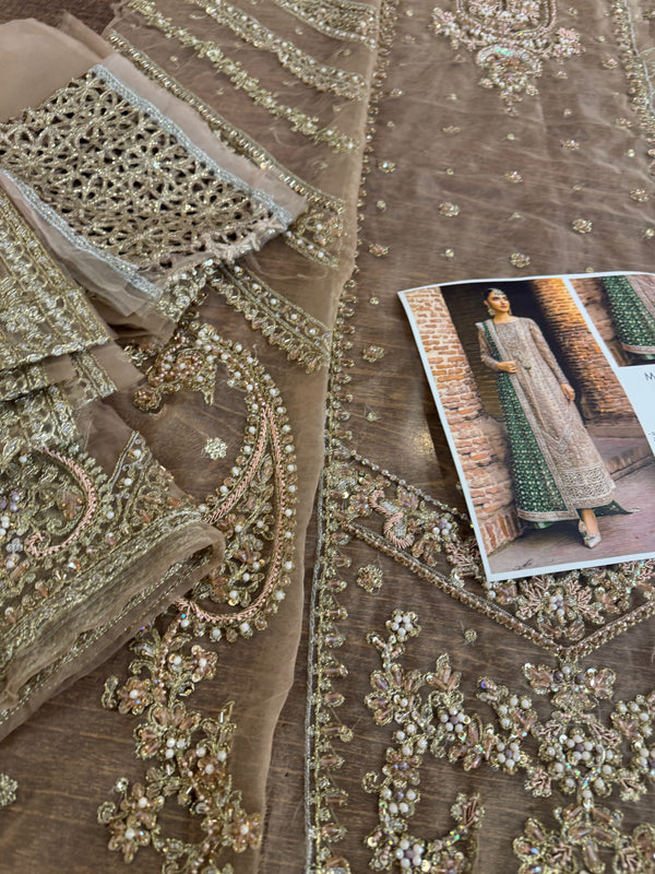 Maria B coture skin green bridal chiffon 2025