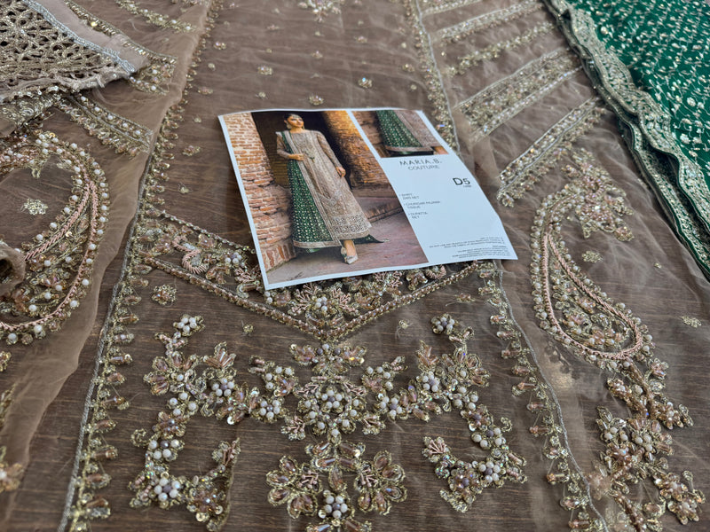 Maria B coture skin green bridal chiffon 2025