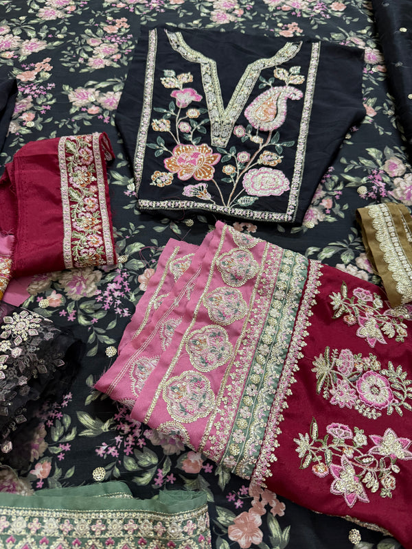 Ethnic black multi chiffon collection