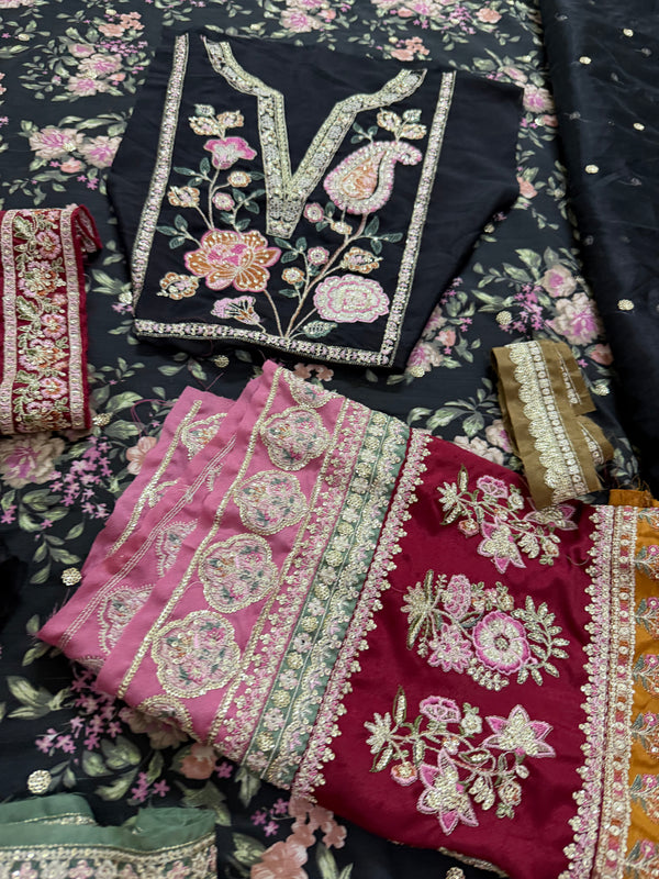 Ethnic black multi chiffon collection