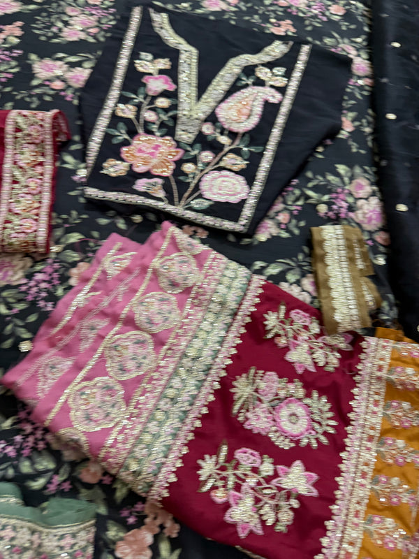 Ethnic black multi chiffon collection