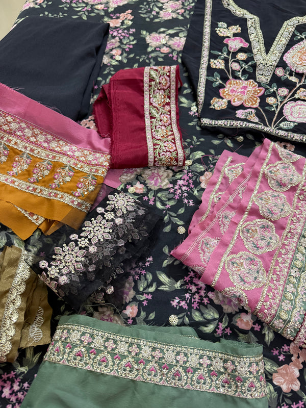 Ethnic black multi chiffon collection