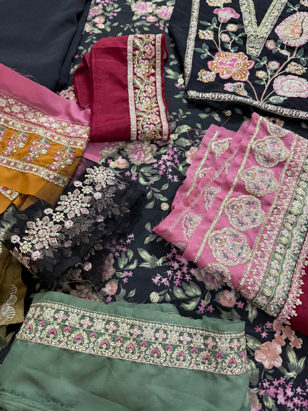 Ethnic black multi chiffon collection