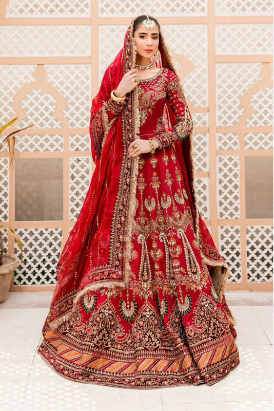 Maria B couture red bridal chiffon collection