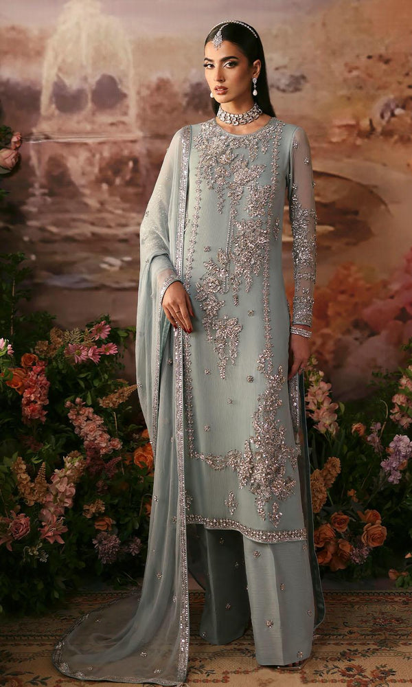 Nomi Ansari sky grey bridal wedding edition