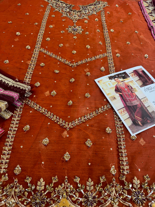 Maria B rust chiffon wedding edition