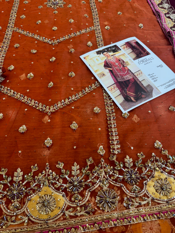Maria B rust chiffon wedding edition