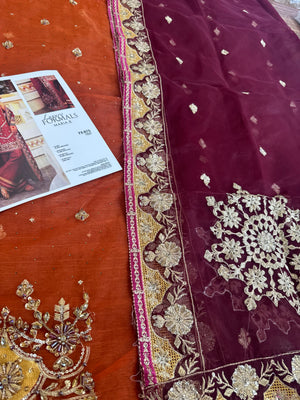 Maria B rust chiffon wedding edition