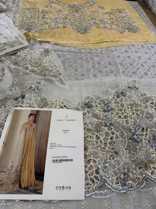 Saira Shakira white yellow chiffon wedding edition