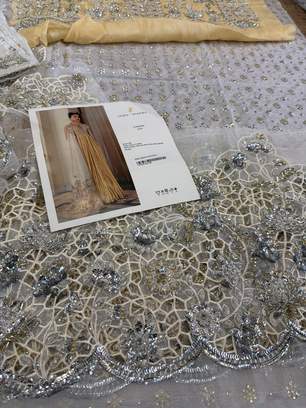 Saira Shakira white yellow chiffon wedding edition