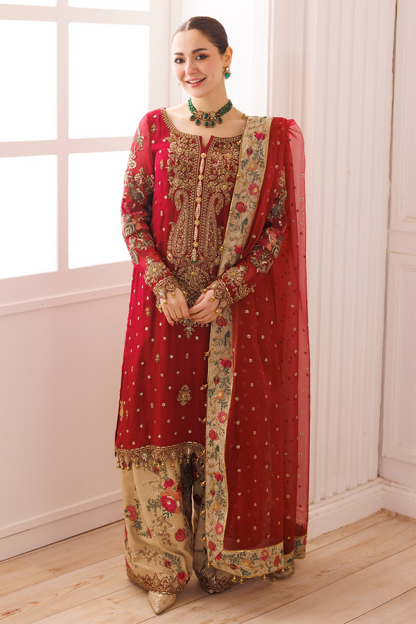 Charizma red chiffon wedding edition
