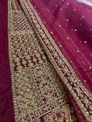 Hussain rehar red bridal raw silk