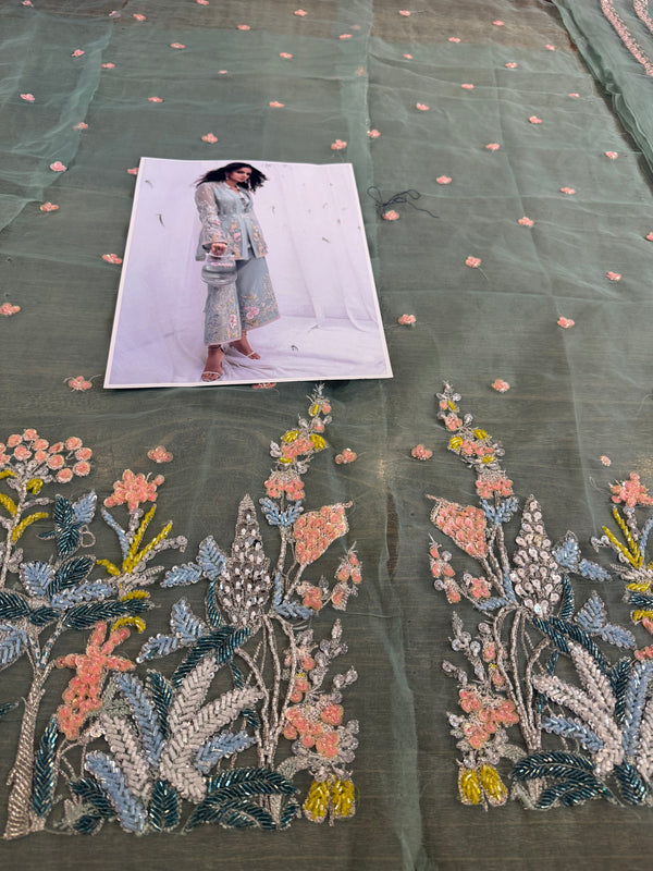 Hussain Rehar sea green multi wedding edition