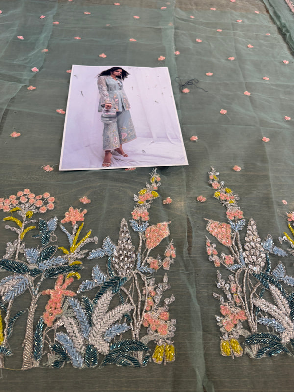 Hussain Rehar sea green multi wedding edition