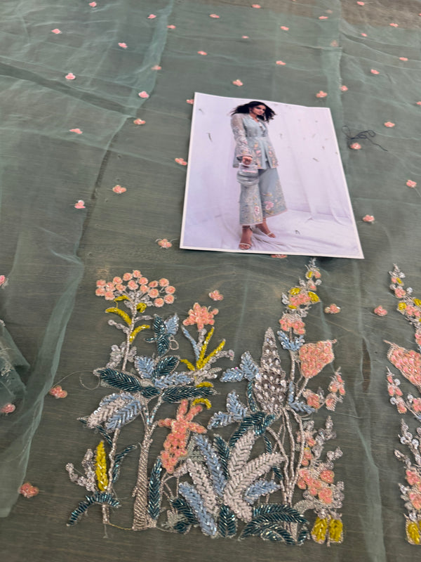 Hussain Rehar sea green multi wedding edition