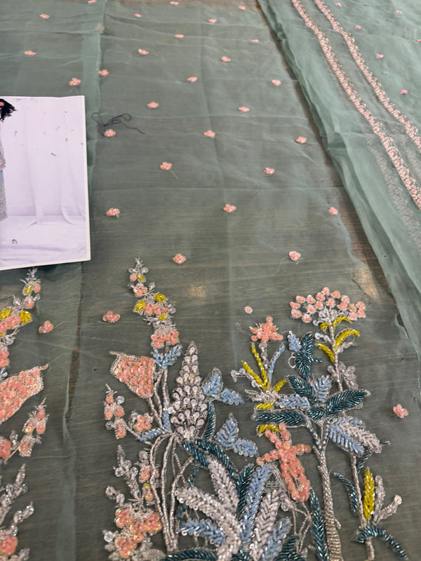 Hussain Rehar sea green multi wedding edition
